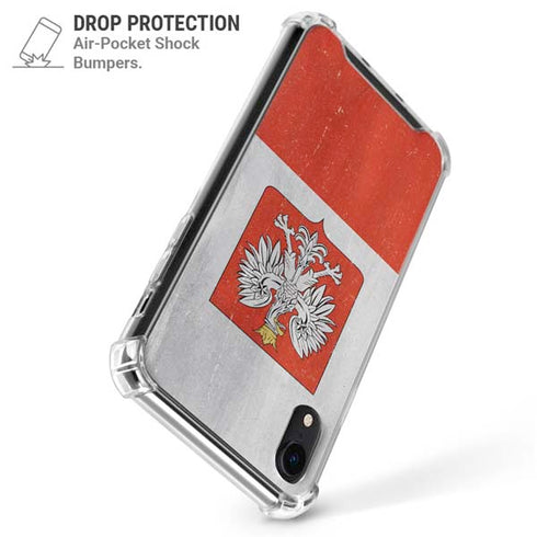 Poland Flag Distressed iPhone XR Clear Case